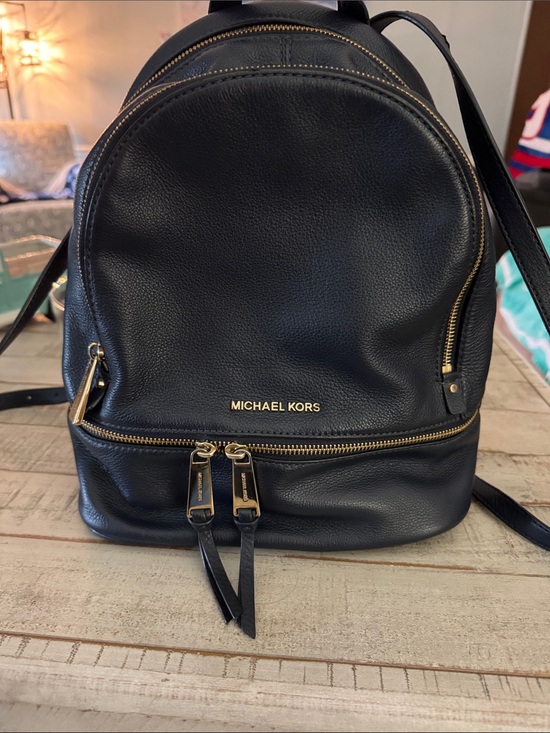 Michael Kors Navy Leather Backpack with Gold Hardware main image 5